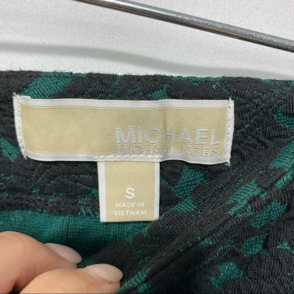 NWT-Michael Kors-Green and Black Embroidered Straight Skirt S - Picture 5 of 7